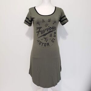 NEW Affliction SIZE XS Women Fast & Furious Green Short Sleeve Tunic Shirt Dress